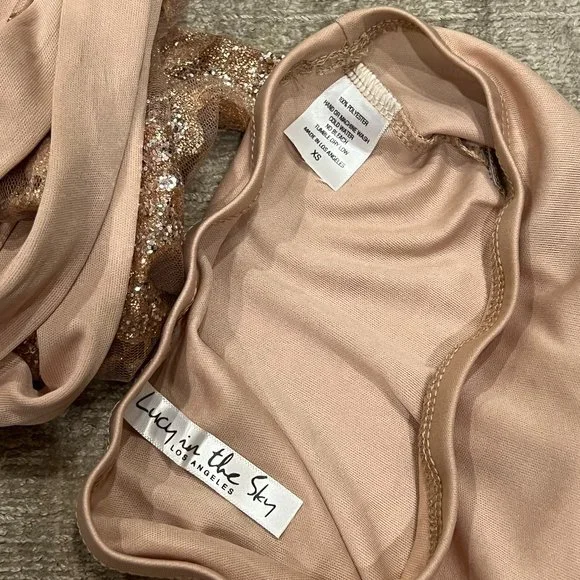 NWOT Party Girl Glitter Mesh Set in Gold XS - Picture 5 of 10